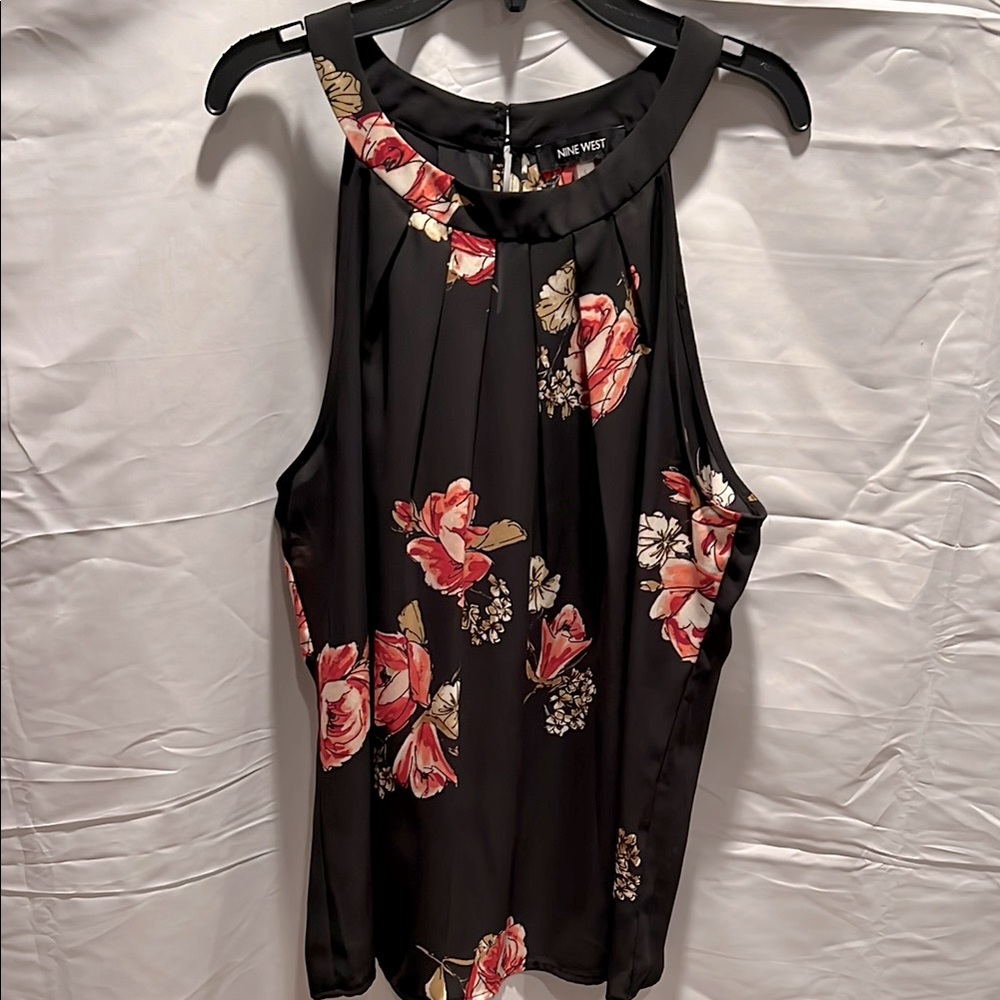 Nine West Black Floral Women's Top